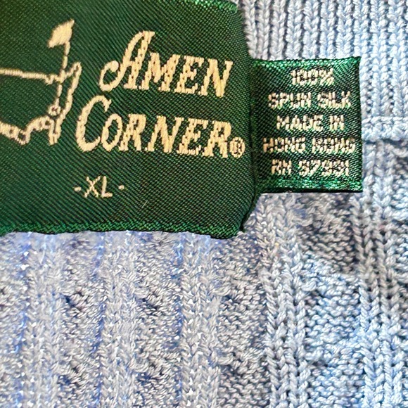 Amen Corner‎ Mens Golf 100% Spun Silk Light Blue Sleeveless Sweater Vest - XL - Picture 3 of 4
